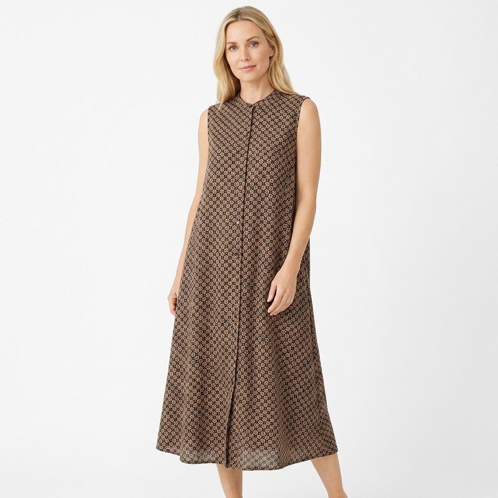 BUCKET LIST Made in USA Brown Shift Midi Dress Women Size M